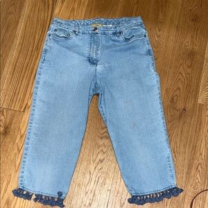 Ruby Rd. Sky Blue Ankle Jeans with Tassel Detail